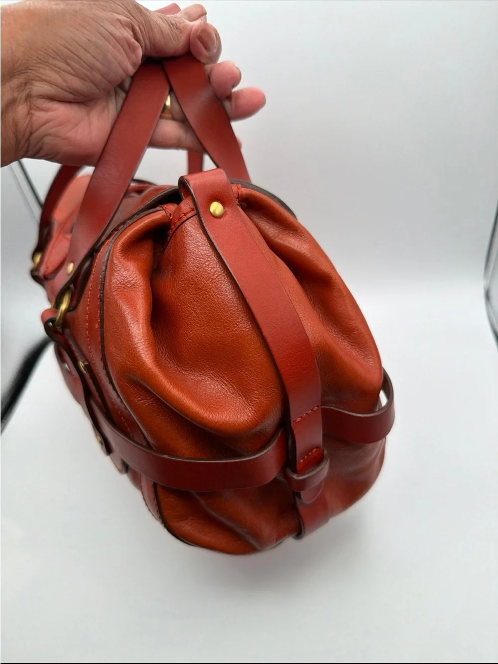 Chloé Kerala Red Leather Satchel with Gold Hardware